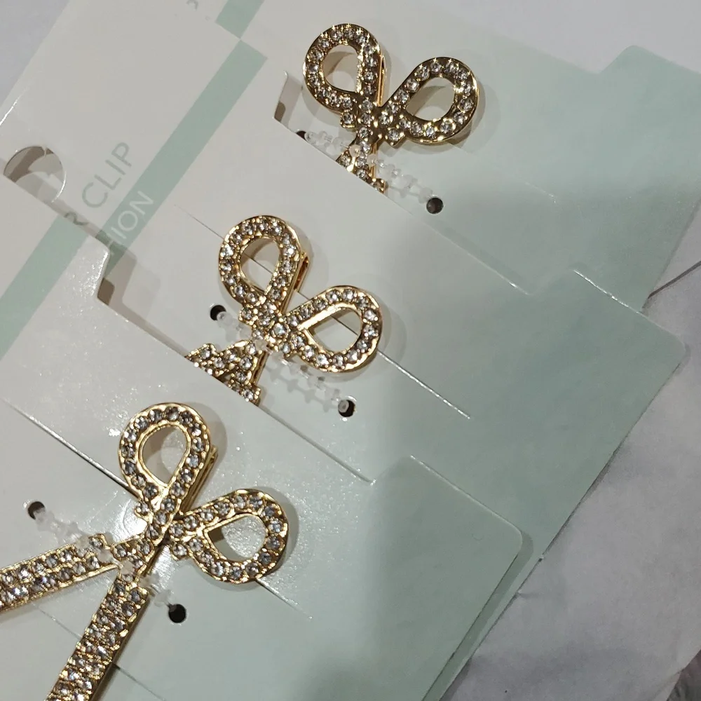 3pack bling rhinestone barber hairstylist‎ scissors shaped hair clip new